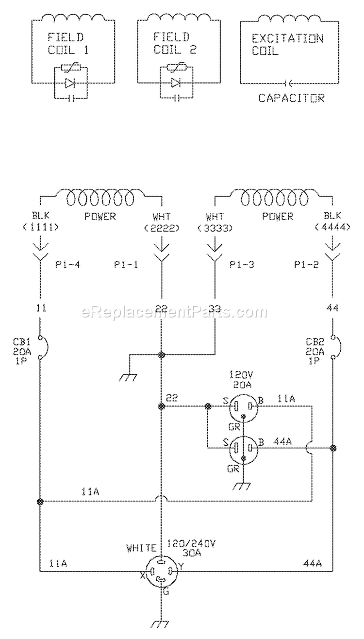 Page D Diagram and Parts List for 030217-0  Briggs and Stratton Generator